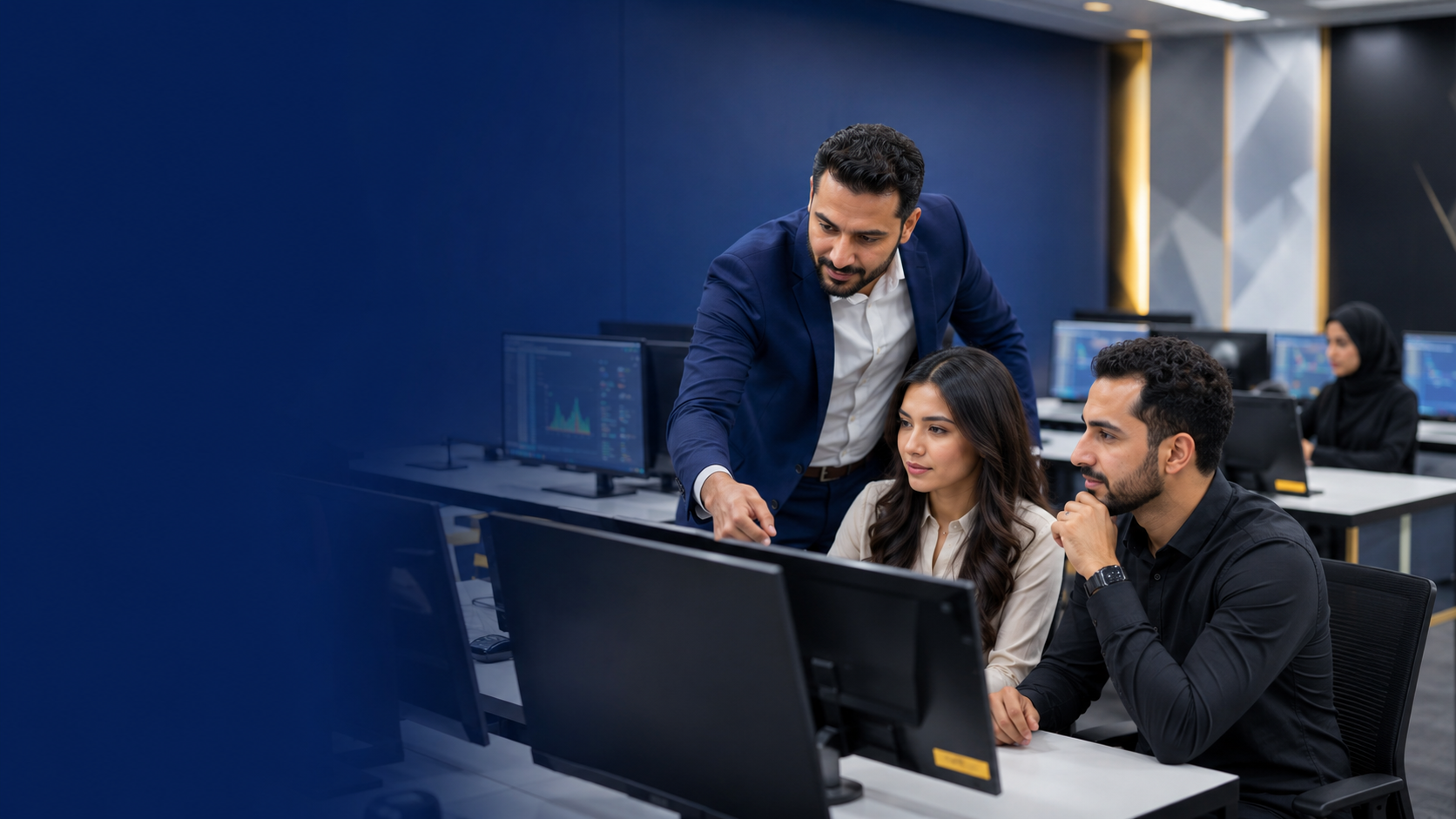 Colleagues reviewing operations together
